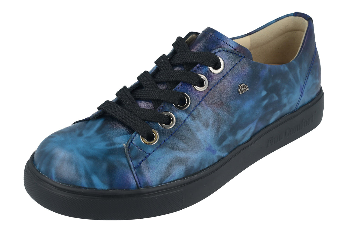 Baskets Finn Comfort Elpaso - Nubuck Bleu Atoll, Semelle Lisse, Avec Semelle Intérieure Amovible En Liège - Neuves Avec Emballage