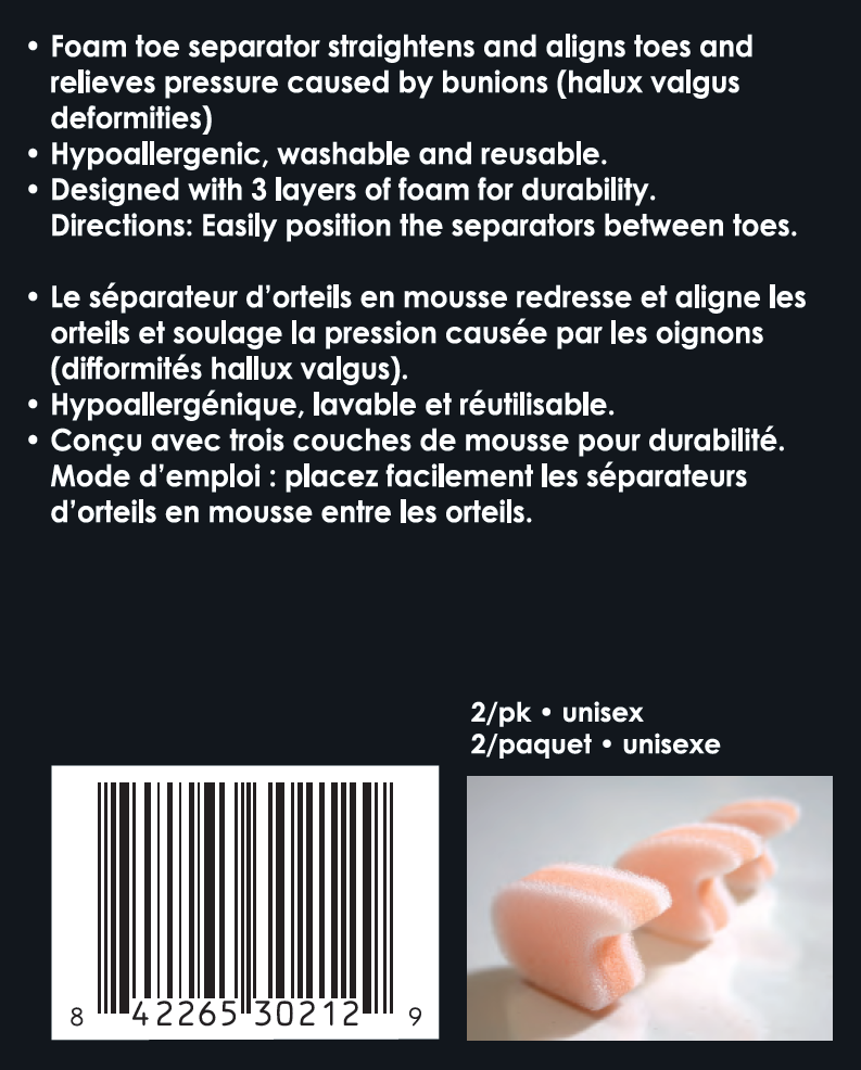 Paradigm Medical - Séparateurs d'orteils en mousse GS3021 - Boutique du Cordonnier