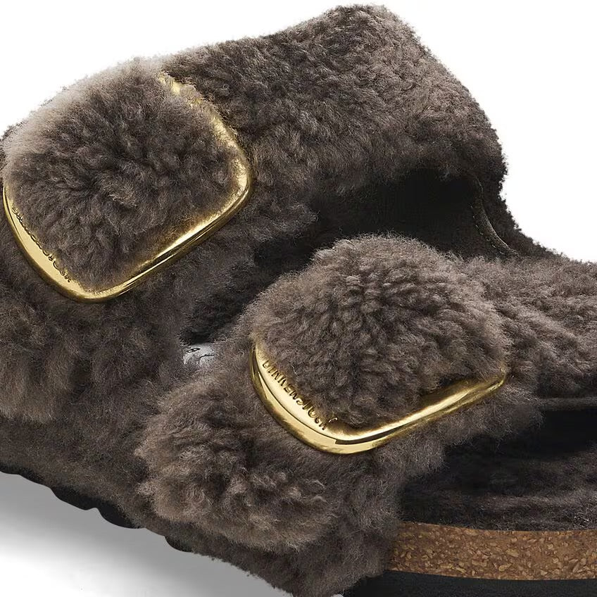 Birkenstock ARIZONA BIG BUCKLE Shearling 1028559 Concrete Gray | Teddy Largeur Étroite - Boutique du Cordonnier