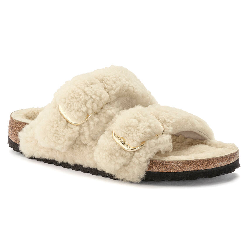 Birkenstock ARIZONA BIG BUCKLE Shearling 1023130 Eggshell | Teddy Largeur Étroite - Boutique du Cordonnier