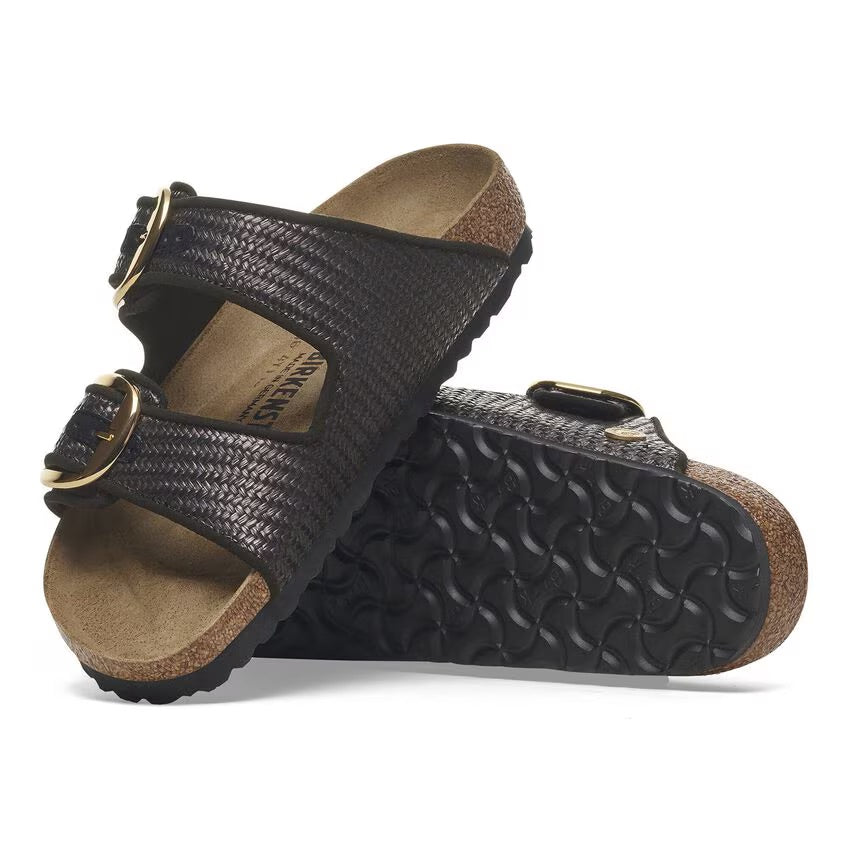 Birkenstock ARIZONA BIG BUCKLE 1029028 Noir | Raffia Textile Largeur Étroite - Boutique du Cordonnier