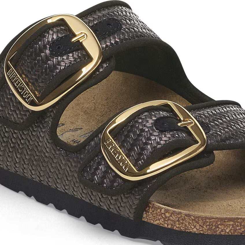 Birkenstock ARIZONA BIG BUCKLE 1029028 Noir | Raffia Textile Largeur Étroite - Boutique du Cordonnier