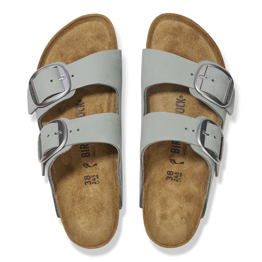 Birkenstock ARIZONA BIG BUCKLE 1029311 Pure Sage | Nubuck Largeur Étroite - Boutique du Cordonnier