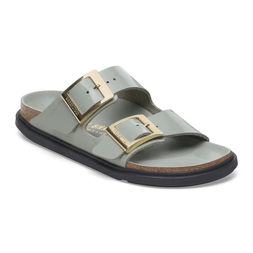 Birkenstock ARIZONA DROPLET BUCKLE 1029367 High Shine Pure Sage | Cuir Largeur Étroite - Boutique du Cordonnier