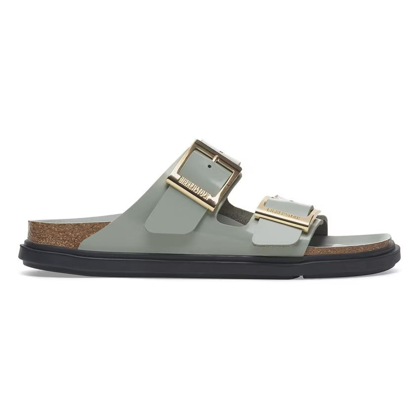 Birkenstock ARIZONA DROPLET BUCKLE 1029367 High Shine Pure Sage | Cuir Largeur Étroite - Boutique du Cordonnier