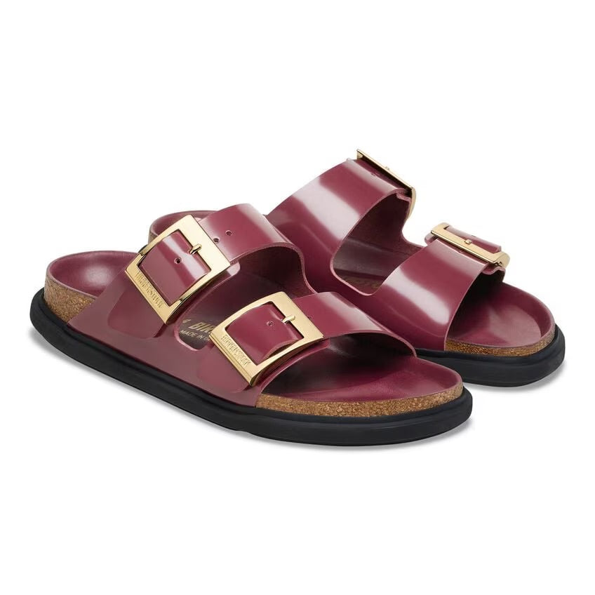 Birkenstock ARIZONA DROPLET BUCKLE 1030367 High Shine Zinfandel | Cuir Largeur Étroite - Boutique du Cordonnier