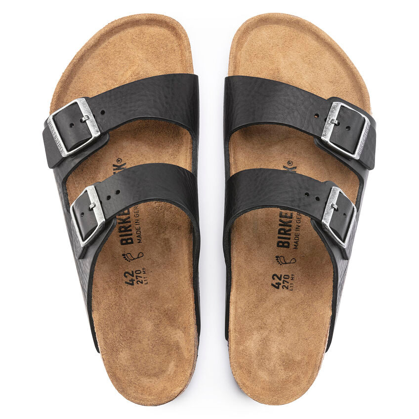 Birkenstock ARIZONA GRIP 1023115 Vintage Noir | Cuir Largeur Régulière - Boutique du Cordonnier