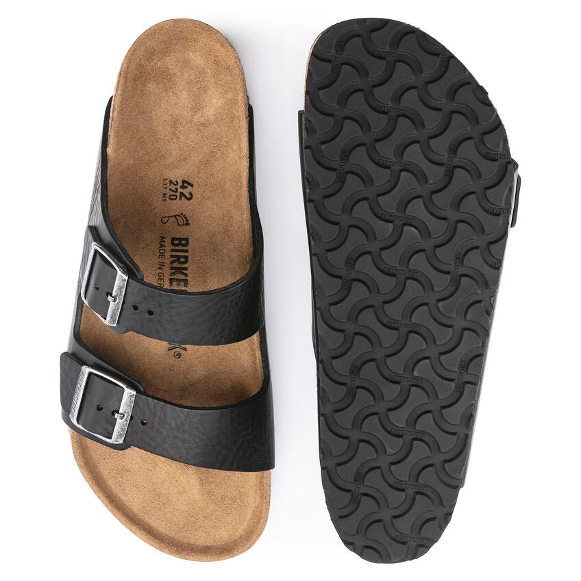 Birkenstock ARIZONA GRIP 1023115 Vintage Noir | Cuir Largeur Régulière - Boutique du Cordonnier