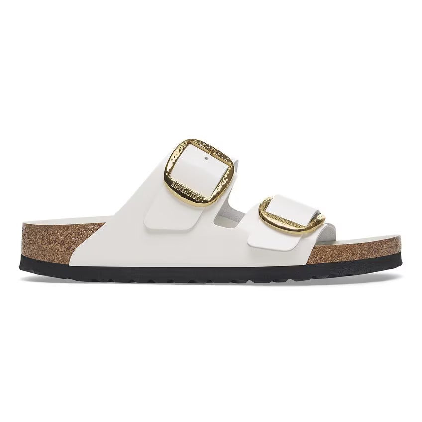 Birkenstock ARIZONA HAMMERED BIG BUCKLE 1029520 High Shine Antique White | Cuir Largeur Étroite - Boutique du Cordonnier