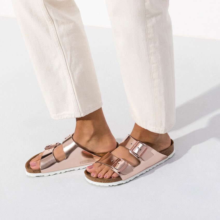 Birkenstock ARIZONA SOFT 952093 Metallic Copper | Cuir Largeur Étroite - Boutique du Cordonnier