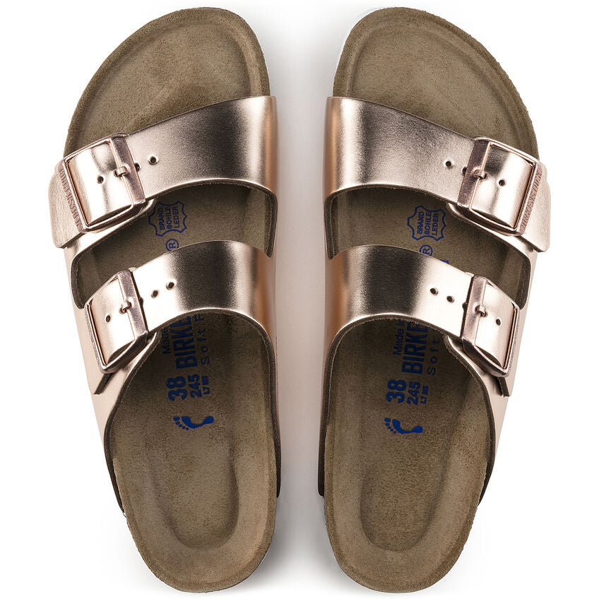 Birkenstock ARIZONA SOFT 952093 Metallic Copper | Cuir Largeur Étroite - Boutique du Cordonnier