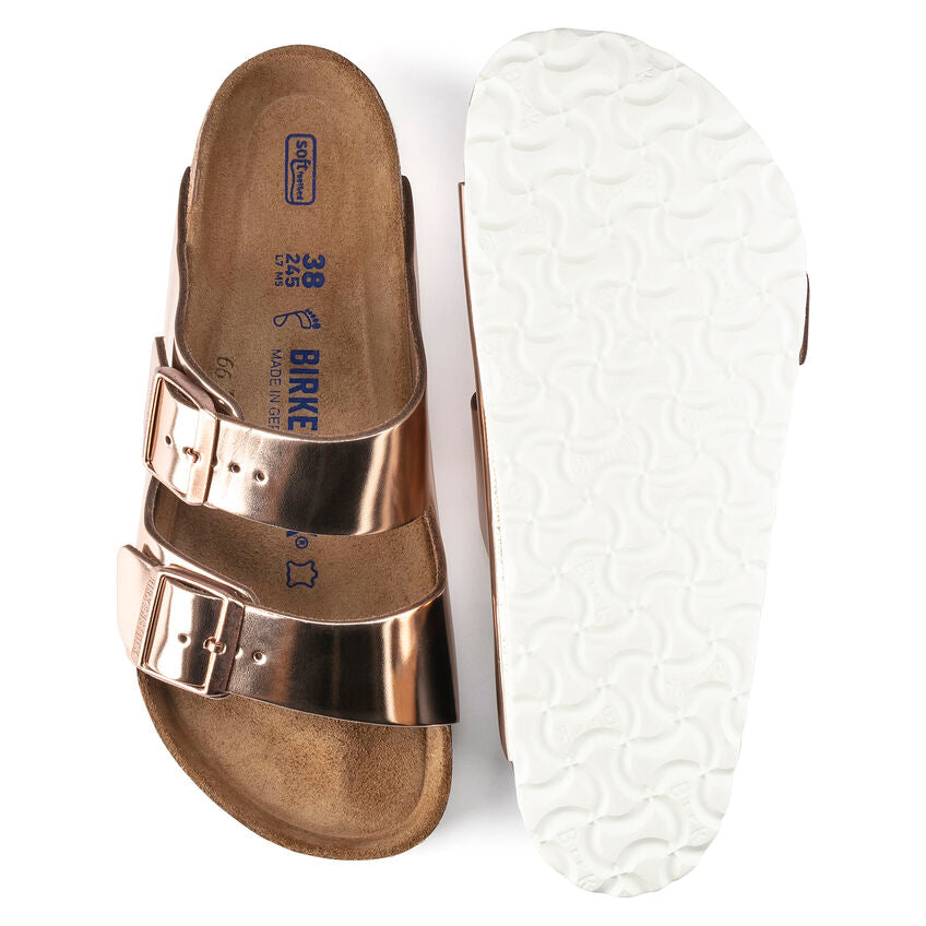 Birkenstock ARIZONA SOFT 952093 Metallic Copper | Cuir Largeur Étroite - Boutique du Cordonnier