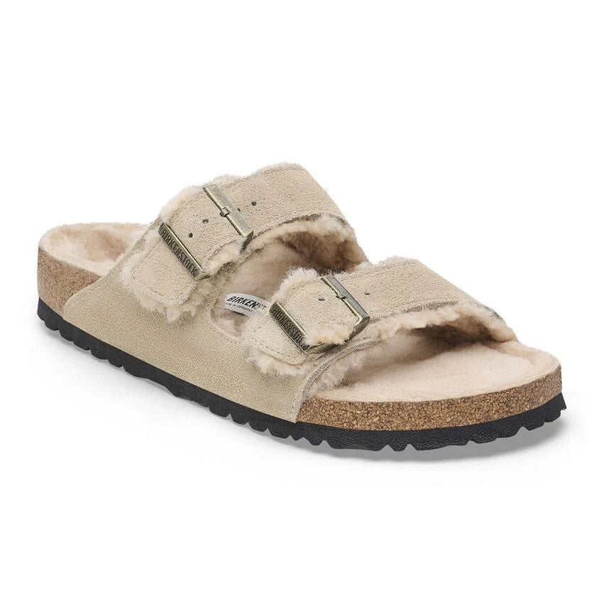 Birkenstock ARIZONA Shearling 1028293 Taupe | Suède/Shearling Largeur Étroite - Boutique du Cordonnier