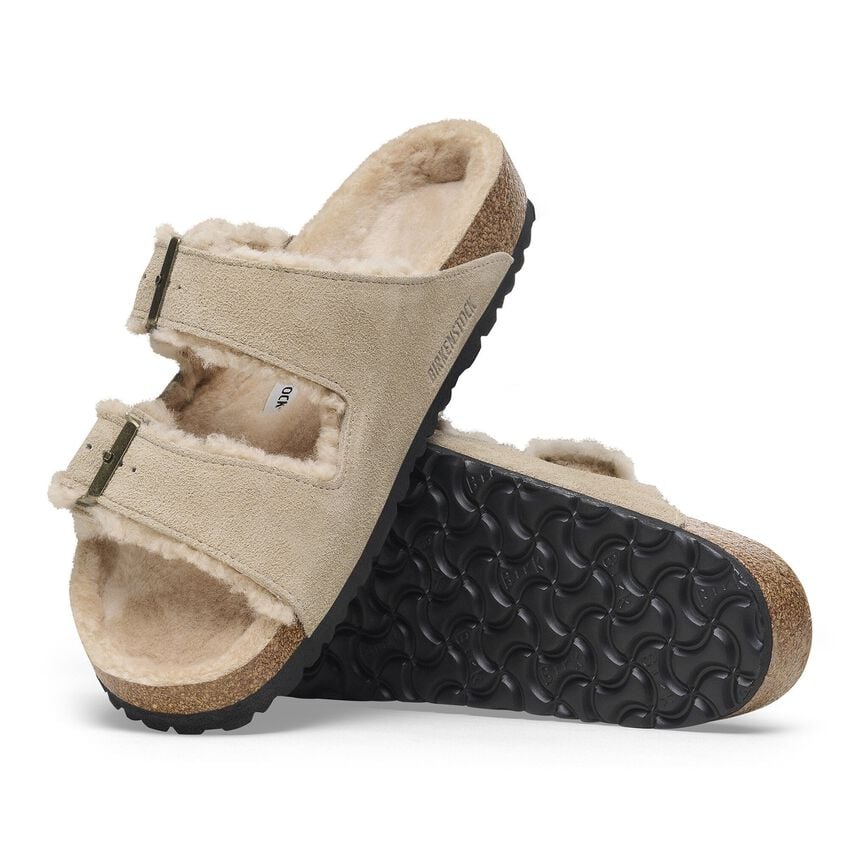 Birkenstock ARIZONA Shearling 1028293 Taupe | Suède/Shearling Largeur Étroite - Boutique du Cordonnierà