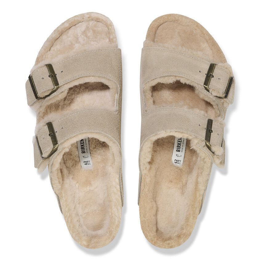 Birkenstock ARIZONA Shearling 1028293 Taupe | Suède/Shearling Largeur Étroite - Boutique du Cordonnier