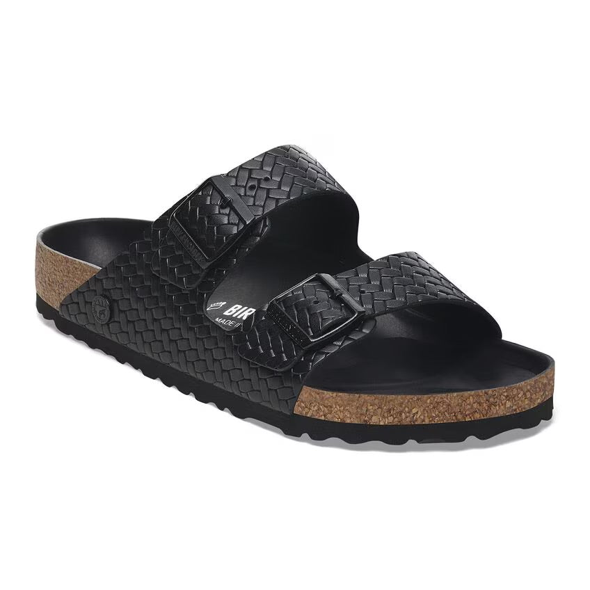 Birkenstock ARIZONA 1029175 Noir | Cuir gaufré tissé Largeur Étroite - Boutique du Cordonnier