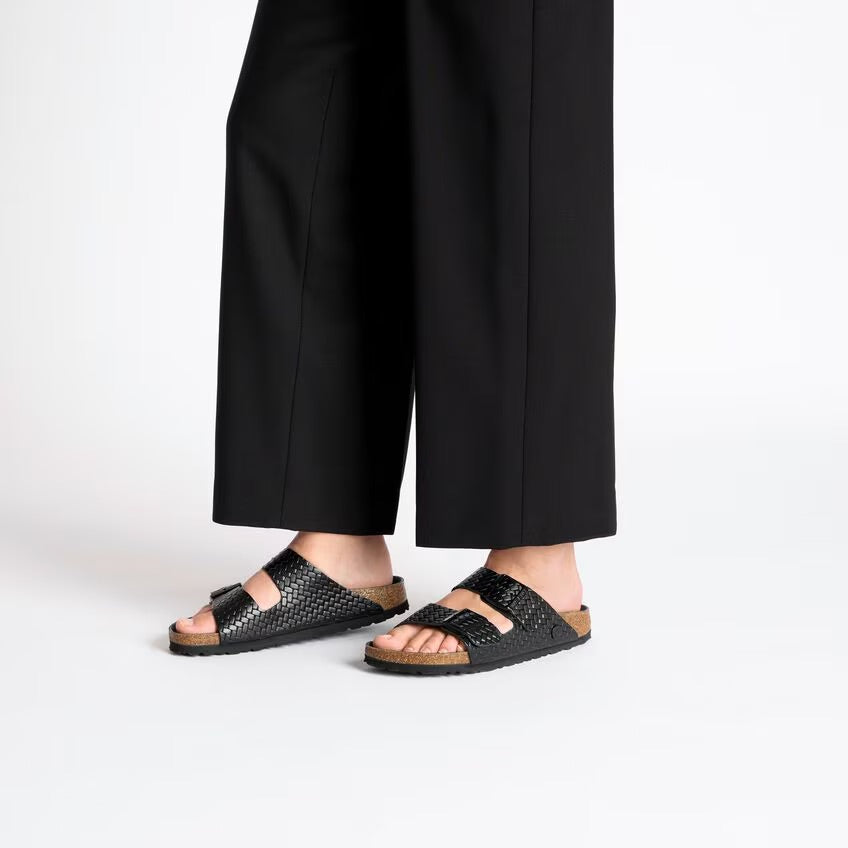 Birkenstock ARIZONA 1029175 Noir | Cuir gaufré tissé Largeur Étroite - Boutique du Cordonnier