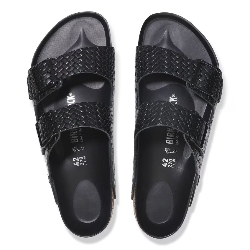 Birkenstock ARIZONA 1029175 Noir | Cuir gaufré tissé Largeur Étroite - Boutique du Cordonnier