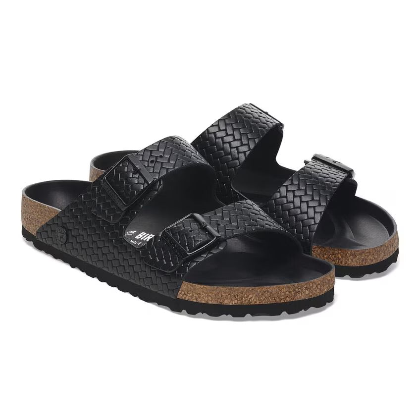 Birkenstock ARIZONA 1029175 Noir | Cuir gaufré tissé Largeur Étroite - Boutique du Cordonnier