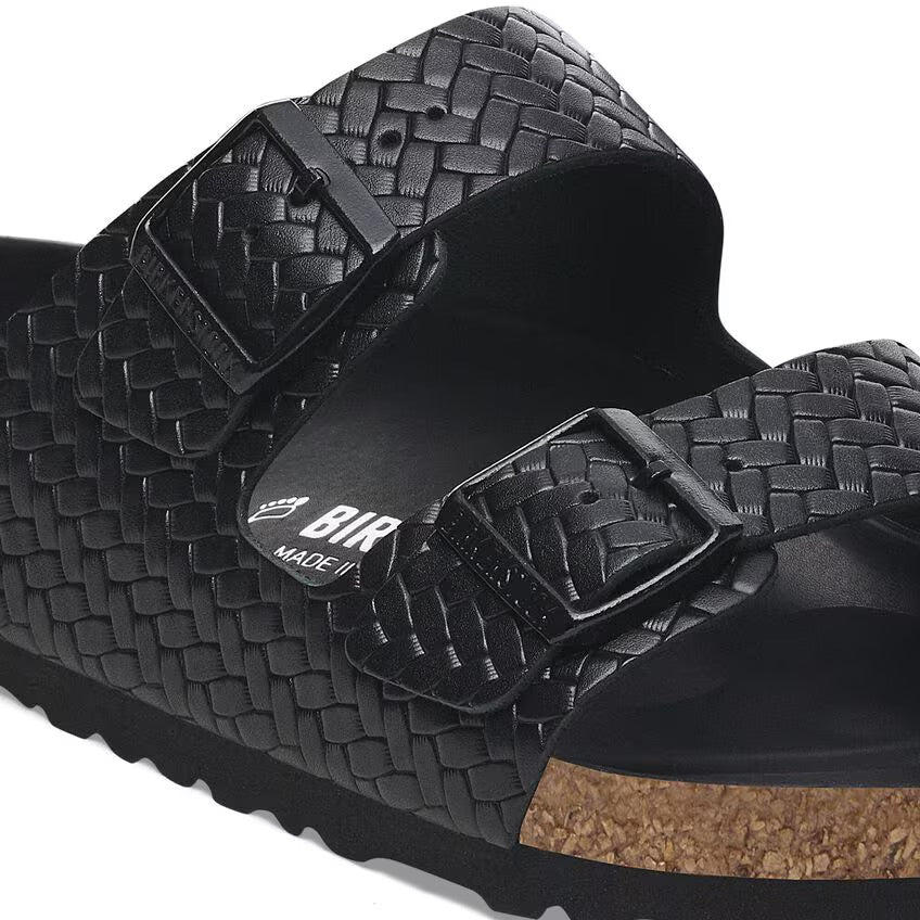 Birkenstock ARIZONA 1029175 Noir | Cuir gaufré tissé Largeur Étroite - Boutique du Cordonnier