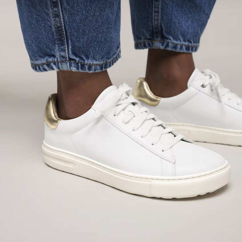 Birkenstock BEND LOW 1030162 White/Gold | Cuir Largeur Étroite - Boutique du Cordonnier