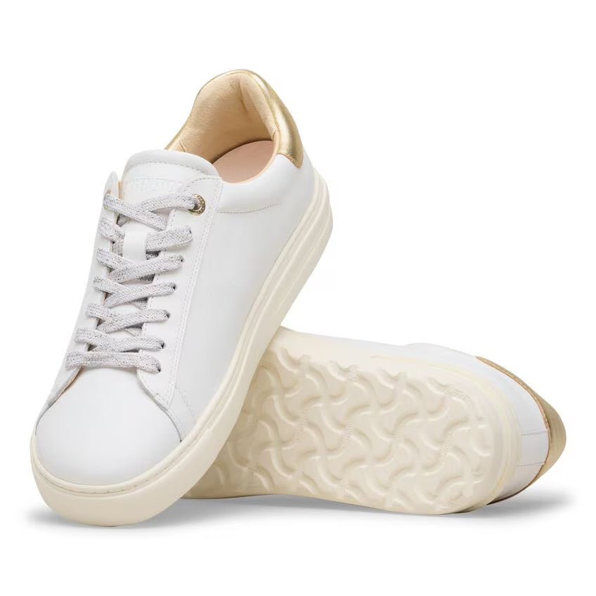 Birkenstock BEND LOW 1030162 White/Gold | Cuir Largeur Étroite - Boutique du Cordonnier