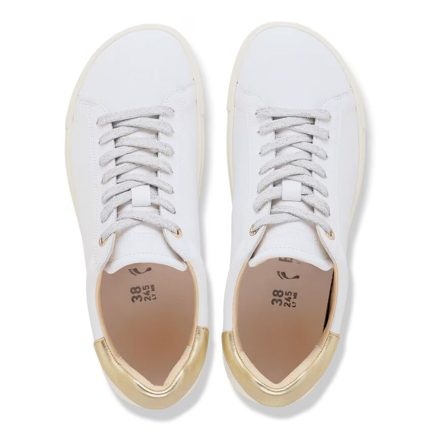 Birkenstock BEND LOW 1030162 White/Gold | Cuir Largeur Étroite - Boutique du Cordonnier