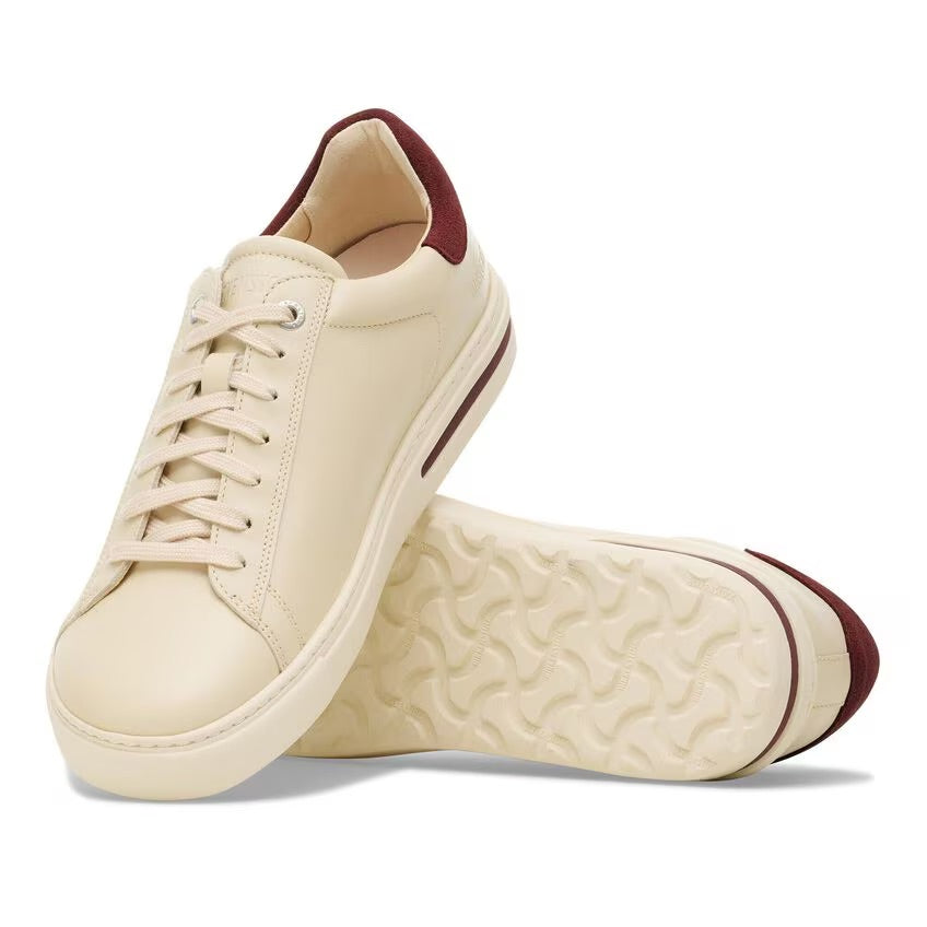 Birkenstock BEND VARSITY 1030307 Eggshell/Zinfandel | Cuir Largeur Étroite - Boutique du Cordonnier