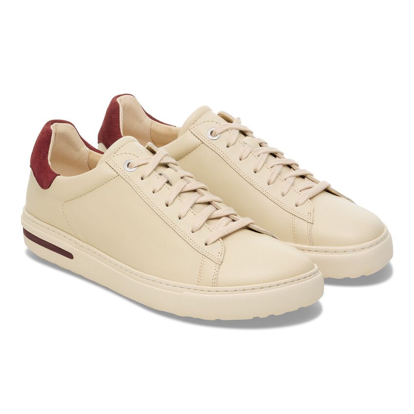 Birkenstock BEND VARSITY 1030307 Eggshell/Zinfandel | Cuir Largeur Étroite - Boutique du Cordonnier