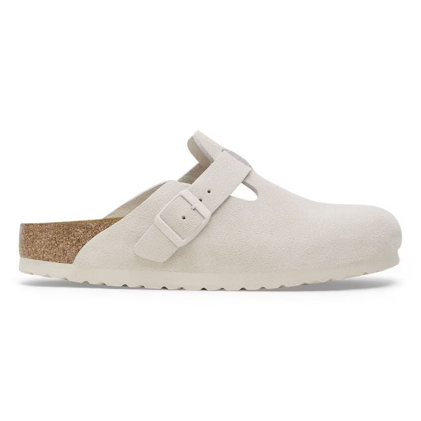 Birkenstock BOSTON SOFT 1027693 Antique White | Suède Largeur Étroite - Boutique du Cordonnier