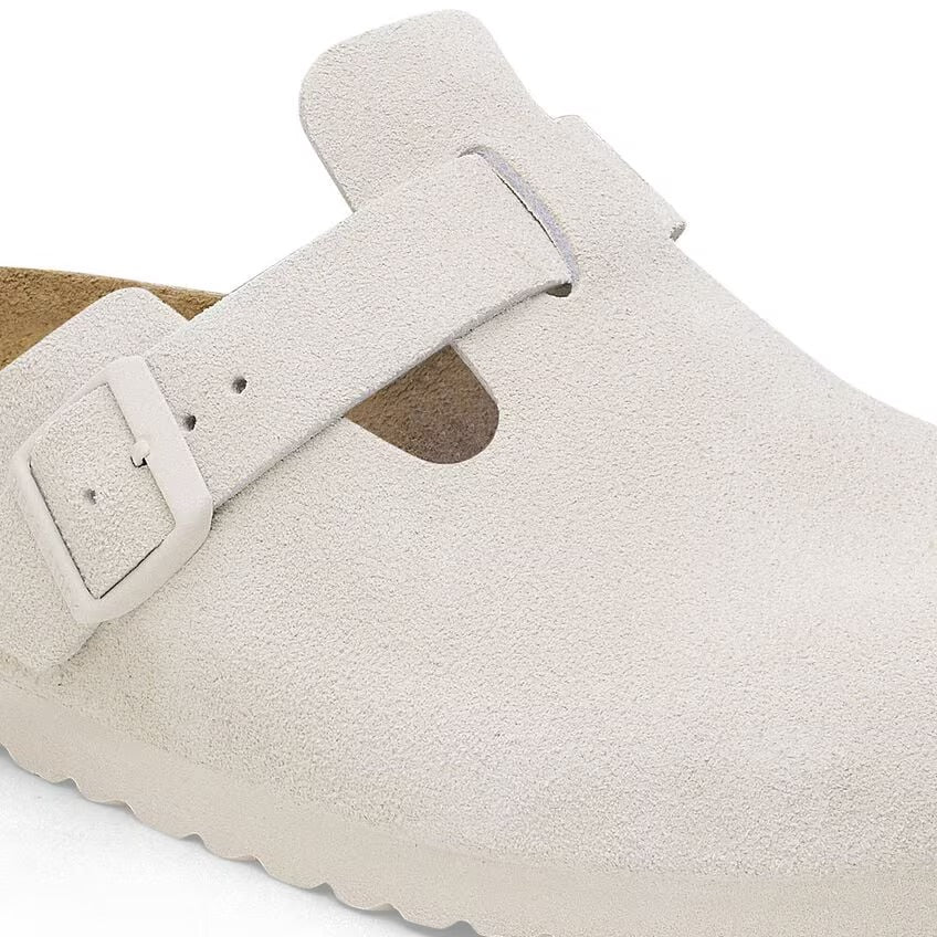 Birkenstock BOSTON SOFT 1027693 Antique White | Suède Largeur Étroite - Boutique du Cordonnier