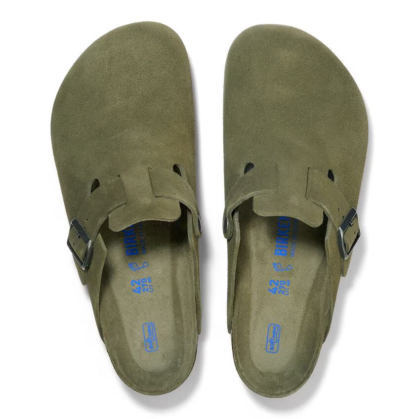 Birkenstock BOSTON SOFT 1030892 Thyme | Suède Largeur Étroite - Boutique du Cordonnier