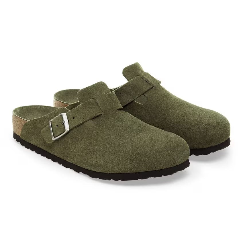 Birkenstock BOSTON SOFT 1030892 Thyme | Suède Largeur Étroite - Boutique du Cordonnier