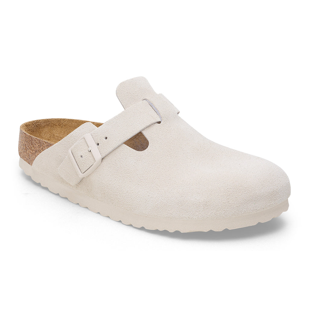 Birkenstock BOSTON 1024740 Antique White | Suède Largeur Étroite - Boutique du Cordonnier