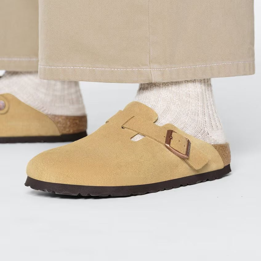 Birkenstock BOSTON 1026164 Latte Cream | Suède Largeur Étroite - Boutique du Cordonnier
