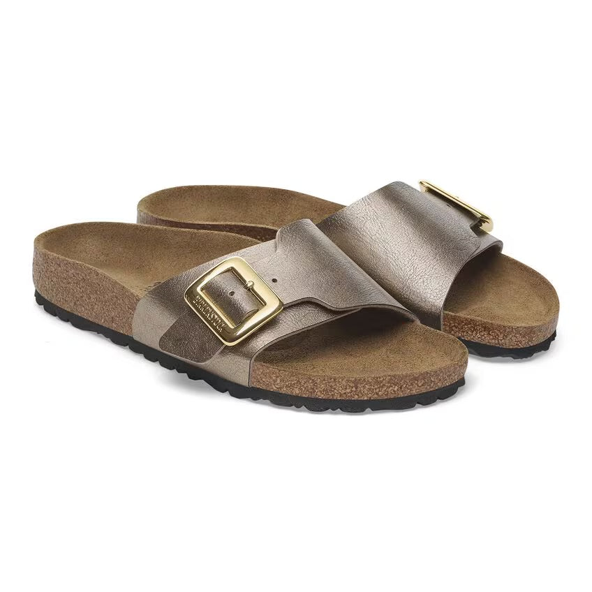 Birkenstock Catalina Luxe Buckle 1029416 Graceful Taupe | Birko-Flor Largeur Étroite - Boutique du Cordonnier