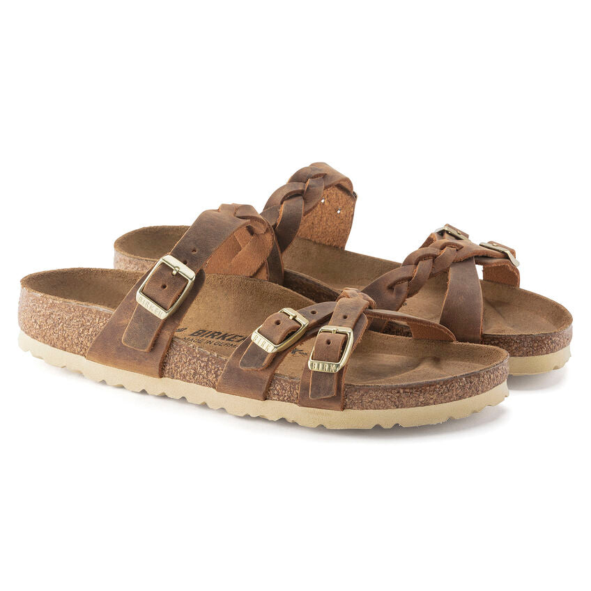 Birkenstock FRANCA BRAID 1024052 Cognac | Cuir Largeur Régulière - Boutique du Cordonnier