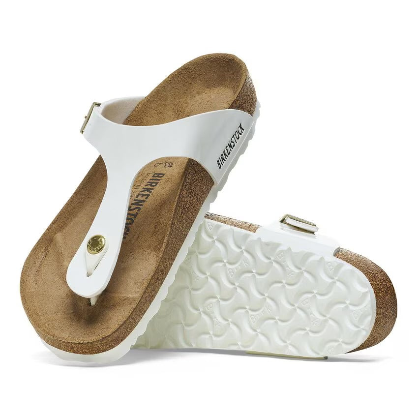 Birkenstock GIZEH 1005299 White Patent | Birko-Flor Largeur Régulière - Boutique du Cordonnier