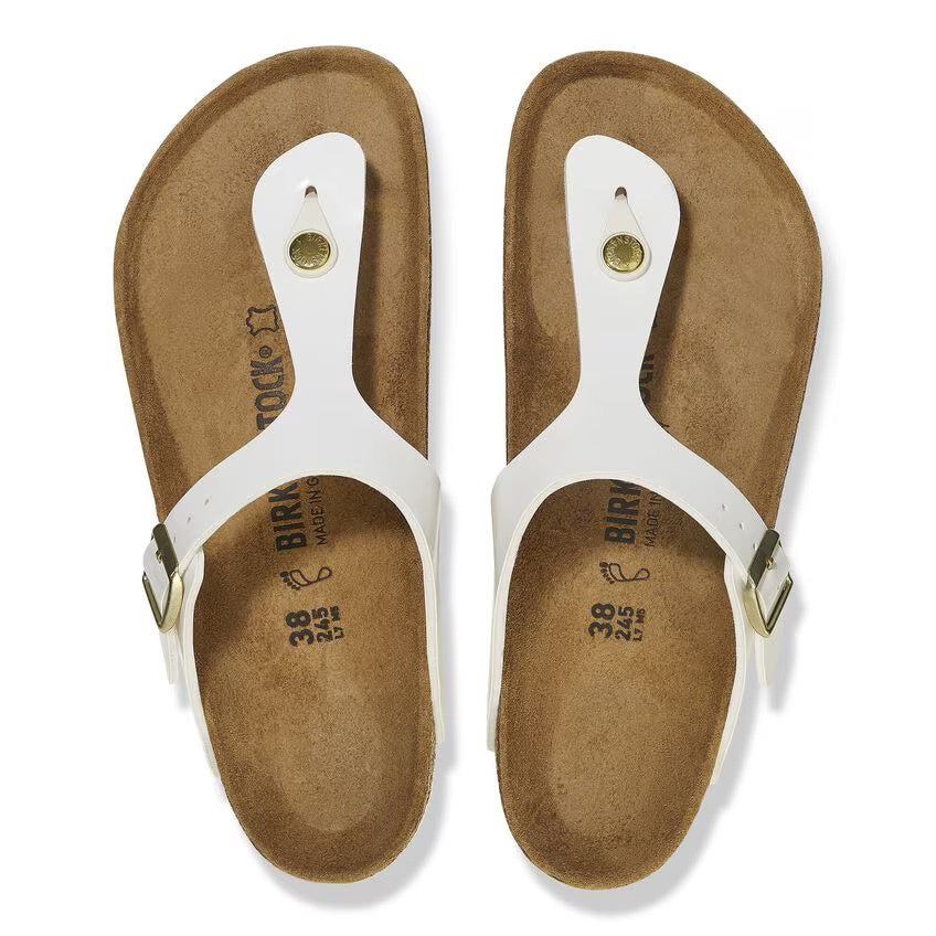 Birkenstock GIZEH 1005299 White Patent | Birko-Flor Largeur Régulière - Boutique du Cordonnier