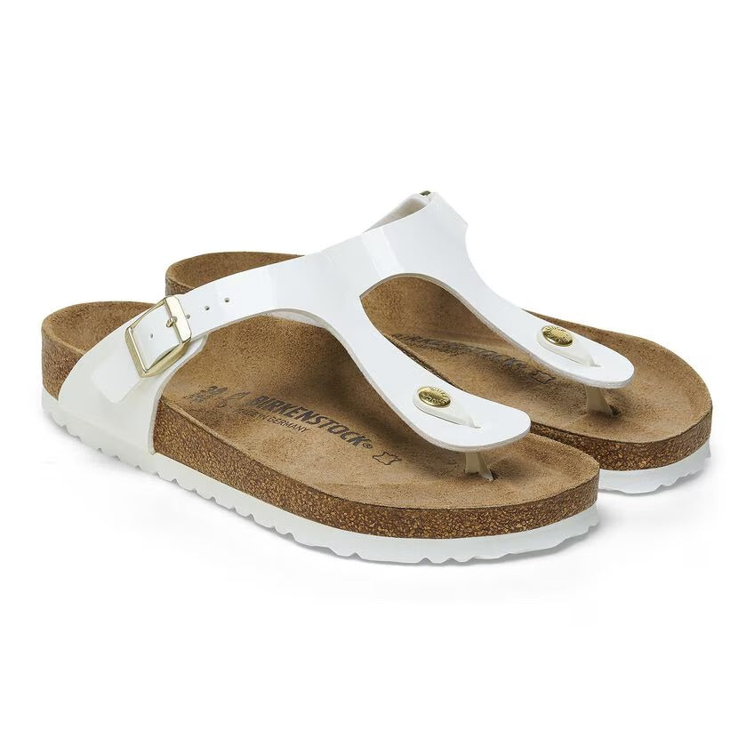 Birkenstock GIZEH 1005299 White Patent | Birko-Flor Largeur Régulière - Boutique du Cordonnier
