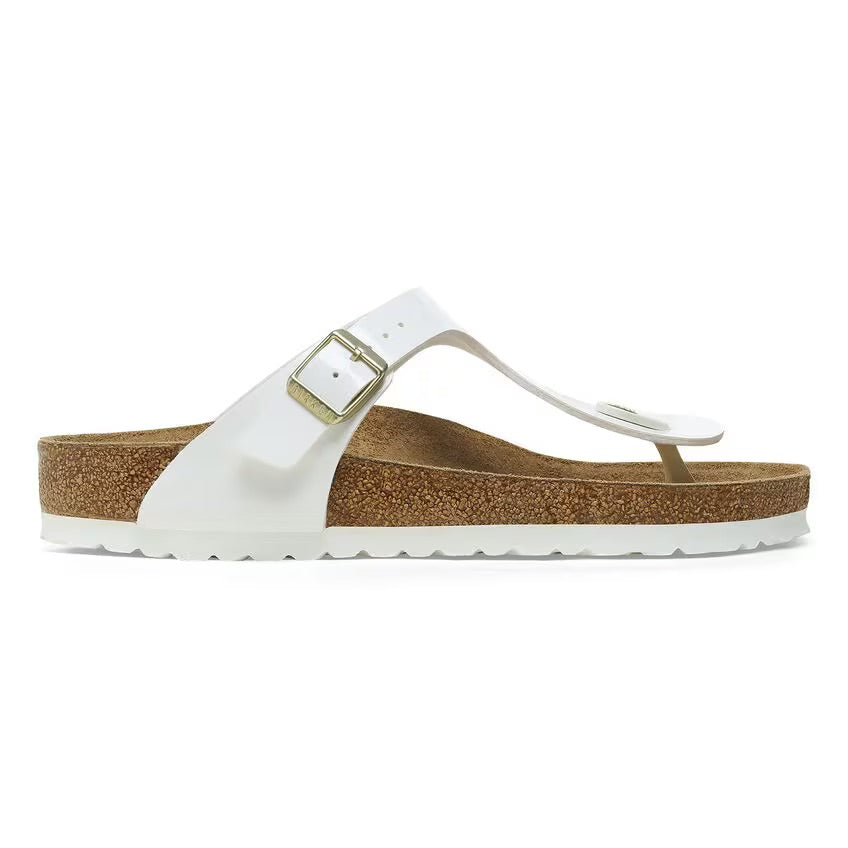 Birkenstock GIZEH 1005299 White Patent | Birko-Flor Largeur Régulière - Boutique du Cordonnier