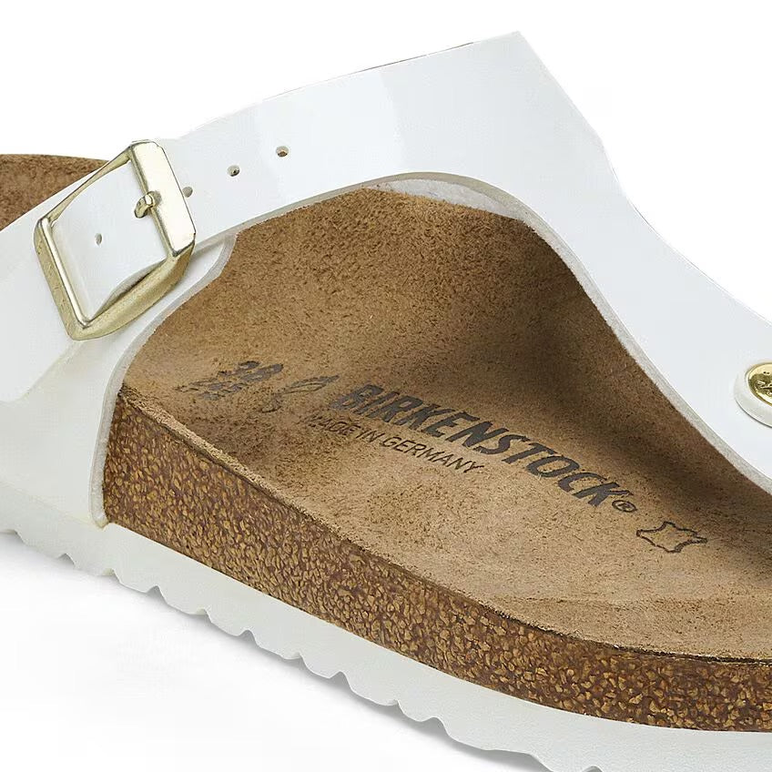 Birkenstock GIZEH 1005299 White Patent | Birko-Flor Largeur Régulière - Boutique du Cordonnier