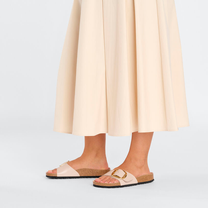 Birkenstock MADRID BIG BUCKLE 1026496 High Shine New Beige | Cuir Largeur Étroite - Boutique du Cordonnier