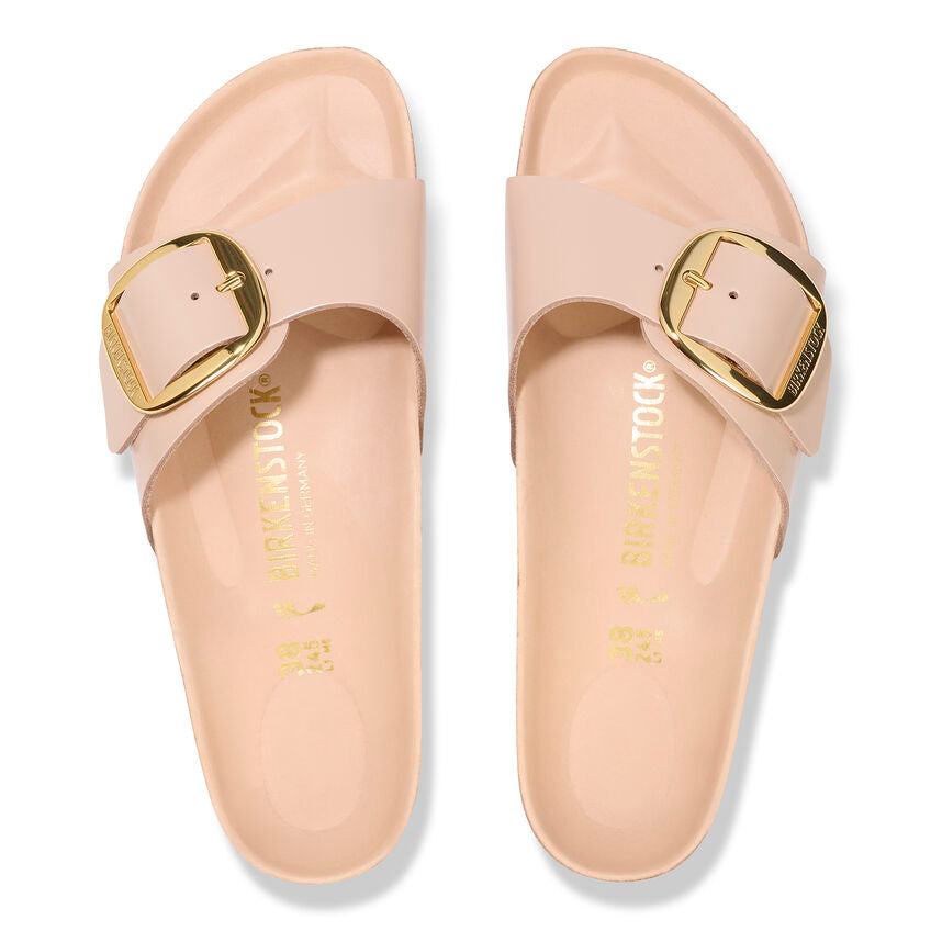 Birkenstock MADRID BIG BUCKLE 1026496 High Shine New Beige | Cuir Largeur Étroite - Boutique du Cordonnier