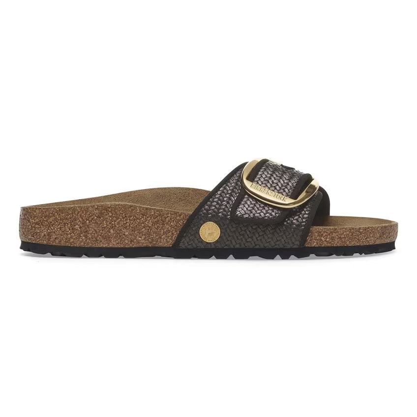 Birkenstock MADRID BIG BUCKLE 1029053 Noir | Raffia Textile Largeur Étroite - Boutique du Cordonnier