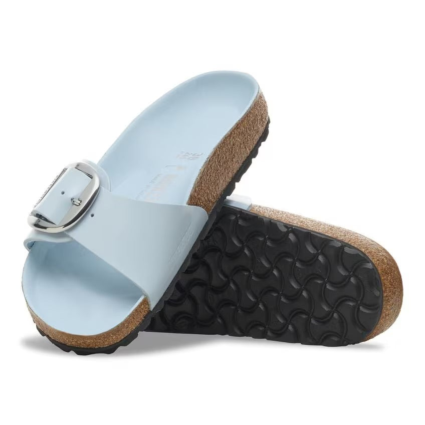 Birkenstock MADRID BIG BUCKLE 1030364 High Shine Baby Blue | Cuir Largeur Étroite - Boutique du Cordonnier