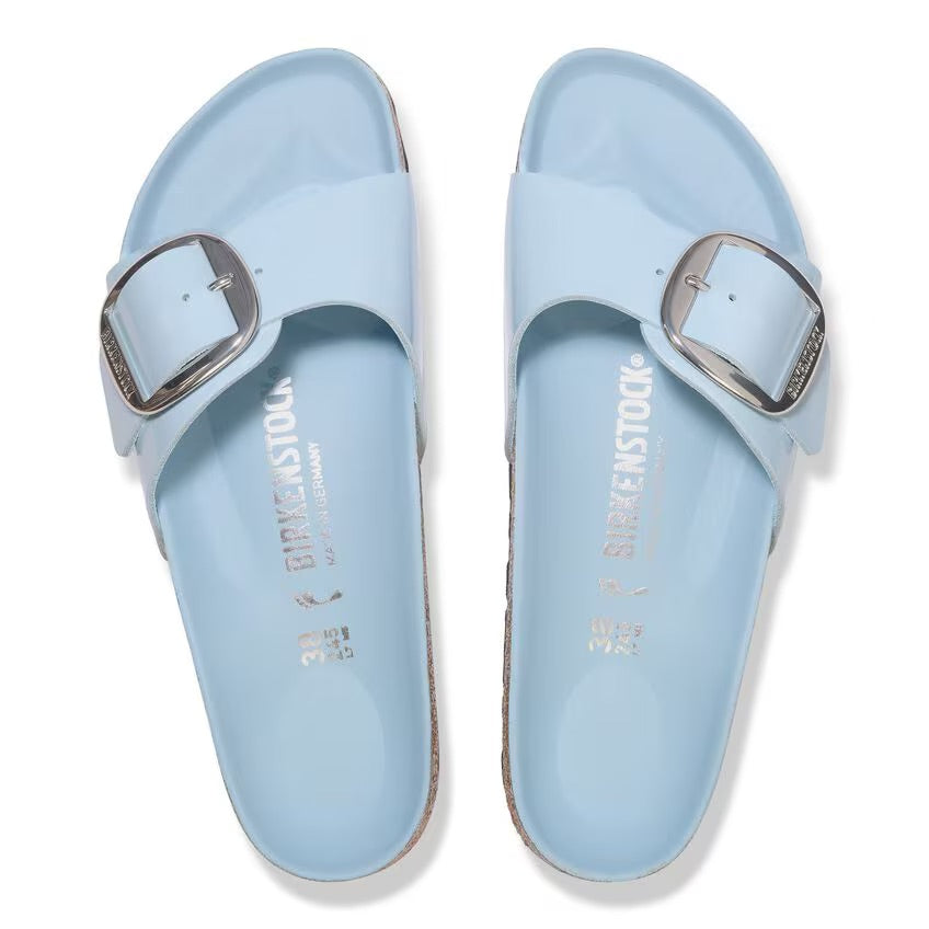 Birkenstock MADRID BIG BUCKLE 1030364 High Shine Baby Blue | Cuir Largeur Étroite - Boutique du Cordonnier