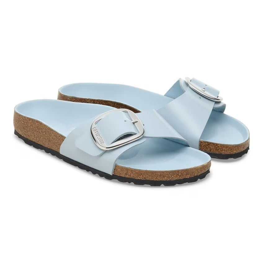 Birkenstock MADRID BIG BUCKLE 1030364 High Shine Baby Blue | Cuir Largeur Étroite - Boutique du Cordonnier