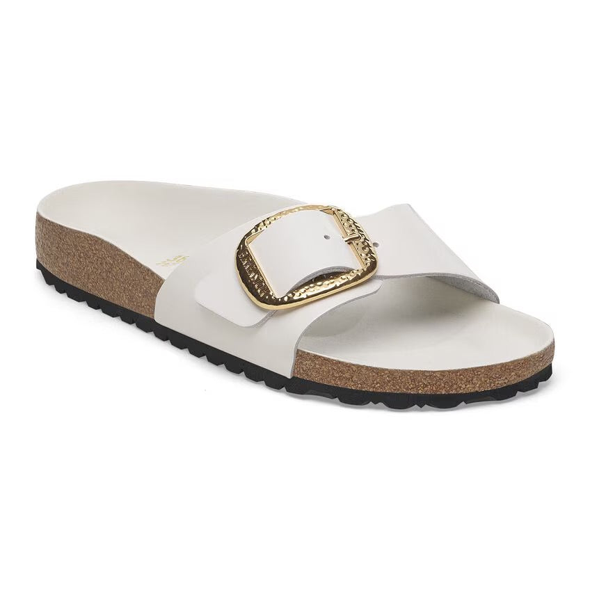 Birkenstock MADRID HAMMERED BIG BUCKLE 1029522 High Shine Antique White | Cuir Largeur Étroite - Boutique du Cordonnier