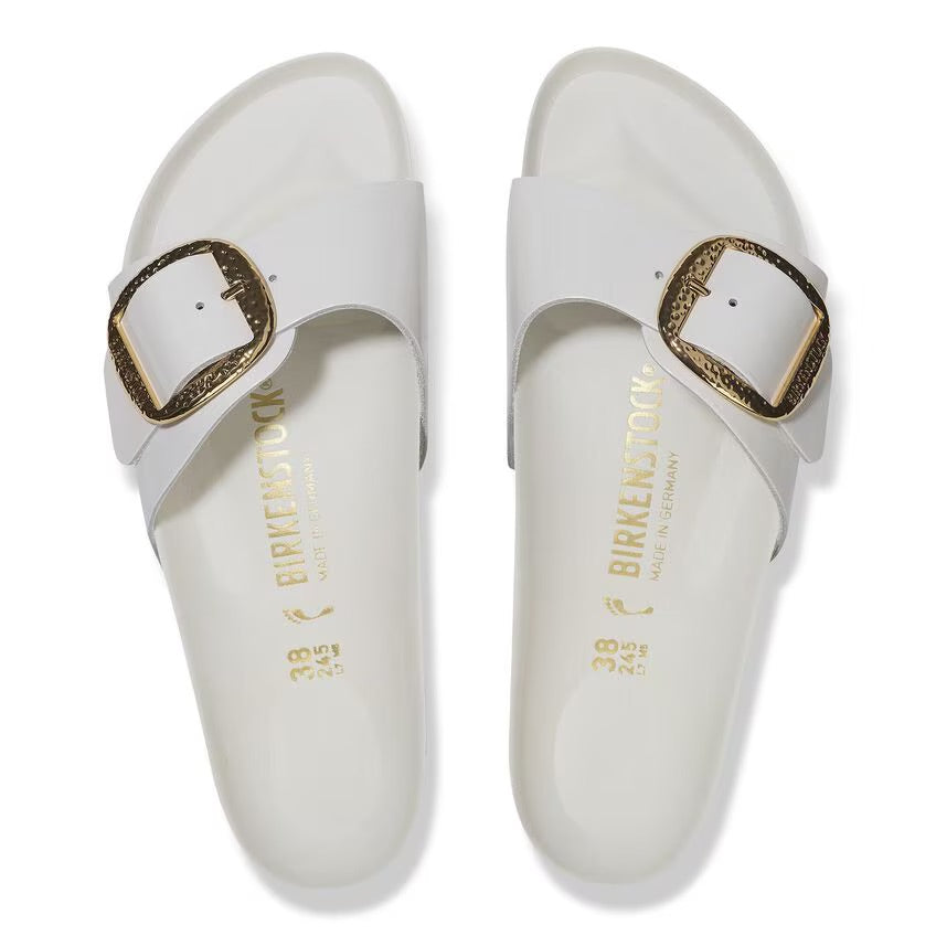 Birkenstock MADRID HAMMERED BIG BUCKLE 1029522 High Shine Antique White | Cuir Largeur Étroite - Boutique du Cordonnier